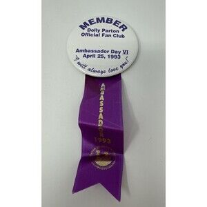 Dolly Parton Fan Club Ambassador Day VI 1993 Badge Pin Rare Collectible Vintage